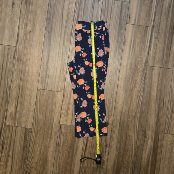 Chico's Navy Blue Floral Rose Print High Rise Ankle Pants Trousers Size 1 -Small - Picture 7 of 14